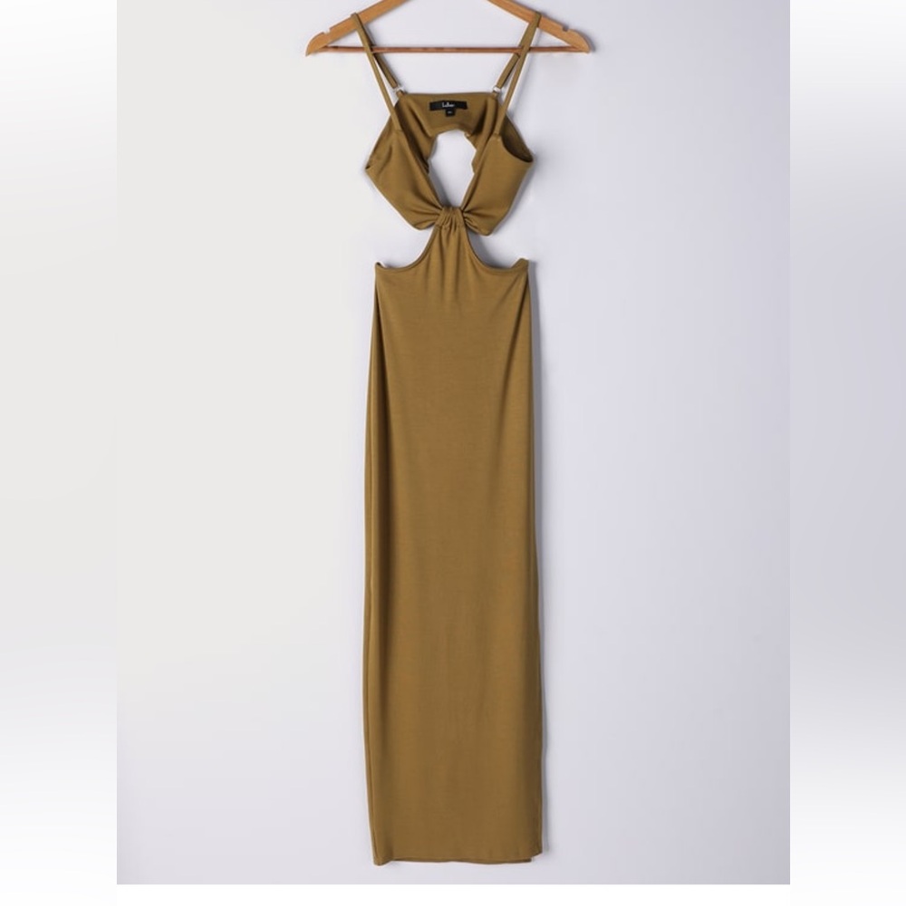 A9 - 479 Lulus Opening Night Olive Green Cutout Bodycon maxi dress size medium - Picture 5 of 14